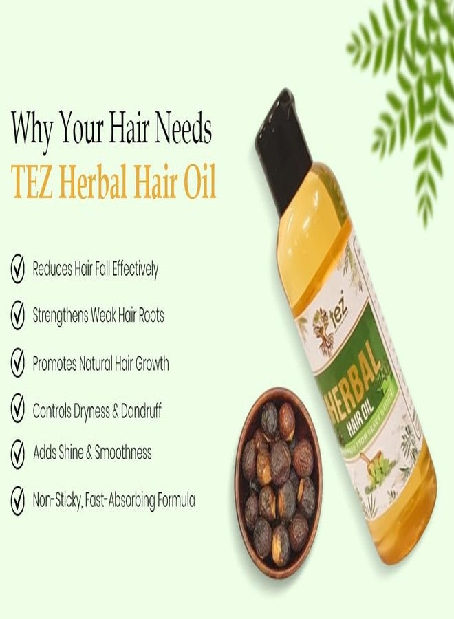 TEZ Herbal Hair Oil for Men and Women | Herbal Hairs Care Oil with Natural Plant Extracts for Reducing Hair Fall | Lightweight Non-Sticky Formula | Suitable for All Types Hairs, 100 ml (Pack of 1) - Image 5