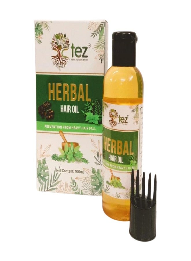 TEZ Herbal Hair Oil for Men and Women | Herbal Hairs Care Oil with Natural Plant Extracts for Reducing Hair Fall | Lightweight Non-Sticky Formula | Suitable for All Types Hairs, 100 ml (Pack of 1) - Image 1