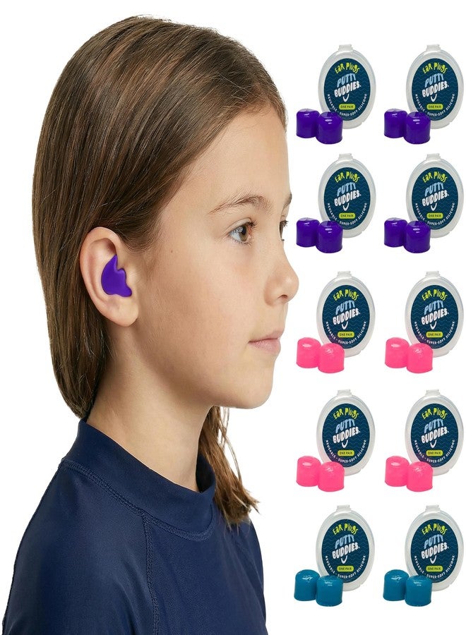 Putty Buddies Earvolution Putty Buddies Earplugs for Swimming and Bathing - Doctor-Invented, Made in USA, Moldable Premium Silicone Plugs Help Prevent Swimmer's Ear, 10 Pair Pack - Purple/Teal/Magenta - Image 1