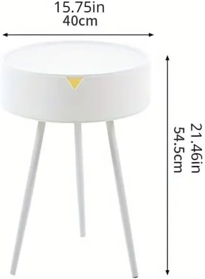 طاولة جانبية SUPAAR - تصميم أنيق موفر للمساحة مع تخزين، تجميع سهل، طاولة سرير بلاستيكية خفيفة الوزن - Image 5