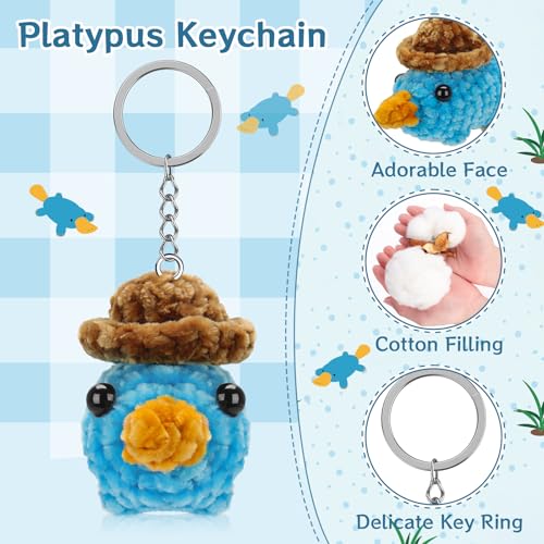 Dalycro Platypus Keychain Cute Hand-Knitted Plush Keychain Adorable Decor for Women Birthday Gifts (Platypus, 1) - Image 3