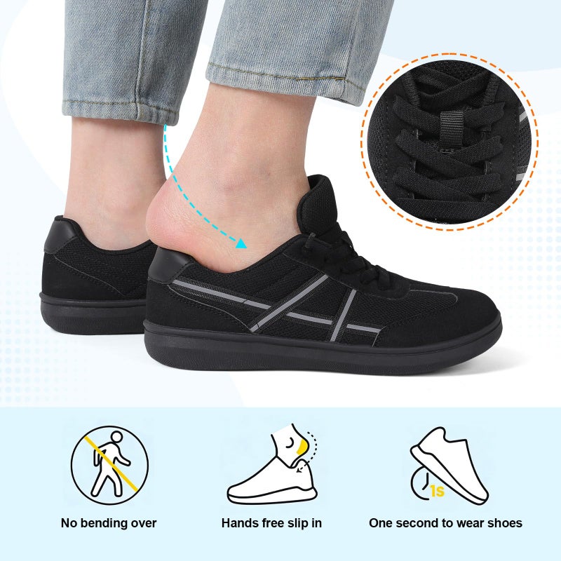 LeIsfIt Women's Barefoot Slip-On Shoes Wide Toe Box Zero Drop Casual Sneakers Non-Slip Breathable Walking Shoes for Tennis & Everyday Black Size 8 - Image 4