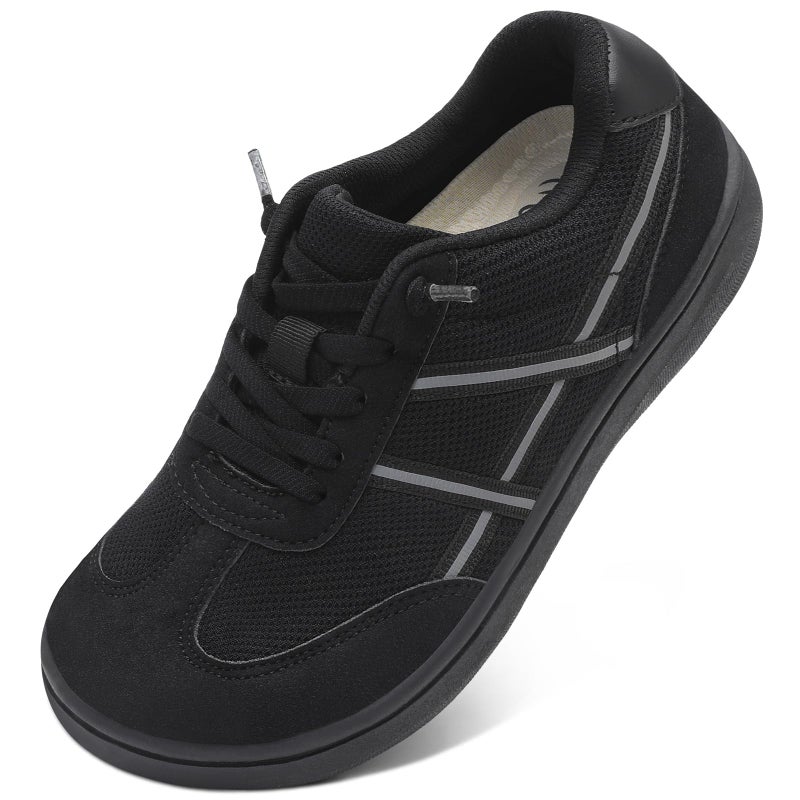 LeIsfIt Women's Barefoot Slip-On Shoes Wide Toe Box Zero Drop Casual Sneakers Non-Slip Breathable Walking Shoes for Tennis & Everyday Black Size 8 - Image 1