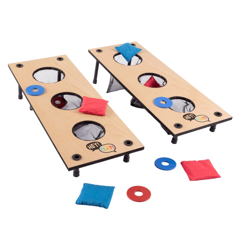 HEY PLAY 2in1 Washers Game and Bean Bag Toss Set Indoor or Outdoor Classic Wooden Team Backyard and Tailgate Party Games for Kids and Adults - Image 2