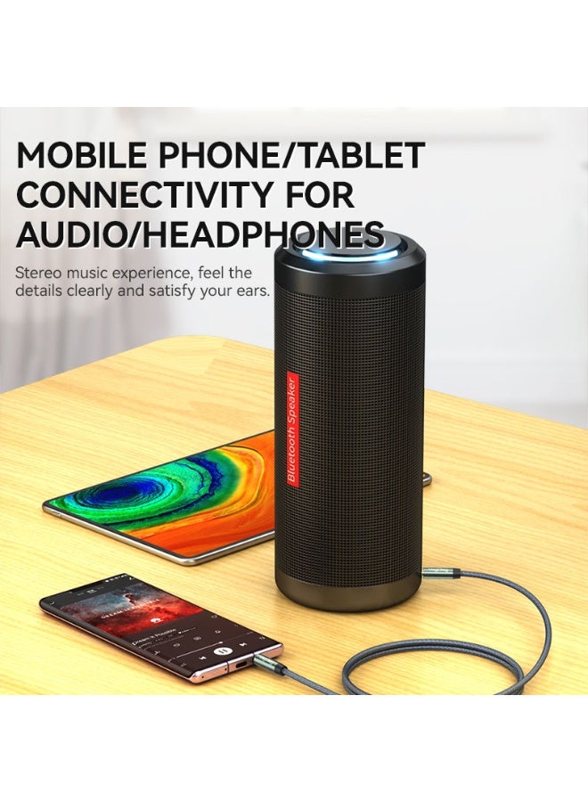 فيج جيج كابل صوت ستيريو AUX مقاس 3.5 مم - نحاس مضفر خالٍ من الأكسجين، مقابس مطلية بالذهب، صوت عالي الدقة، رمادي 5 متر - Image 2