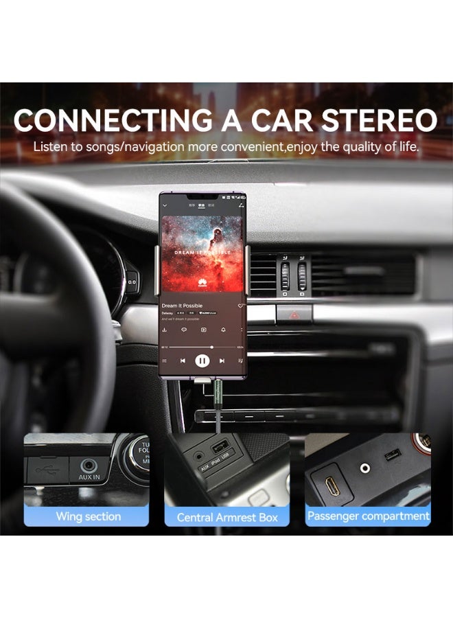 فيج جيج كابل صوت ستيريو AUX مقاس 3.5 مم - نحاس مضفر خالٍ من الأكسجين، مقابس مطلية بالذهب، صوت عالي الدقة، رمادي 5 متر - Image 4