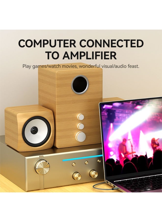 فيج جيج كابل صوت ستيريو AUX مقاس 3.5 مم - نحاس مضفر خالٍ من الأكسجين، مقابس مطلية بالذهب، صوت عالي الدقة، رمادي 5 متر - Image 3