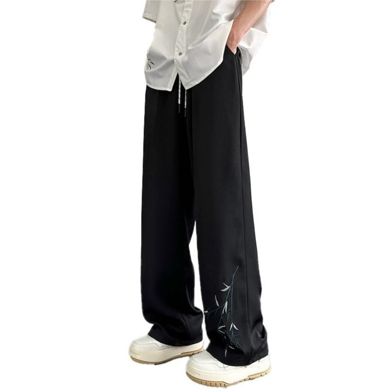 New Chinese Style National Style Bamboo Embroidered Pants Boys 2024 Loose Straight Pants Niche Design - Image 5