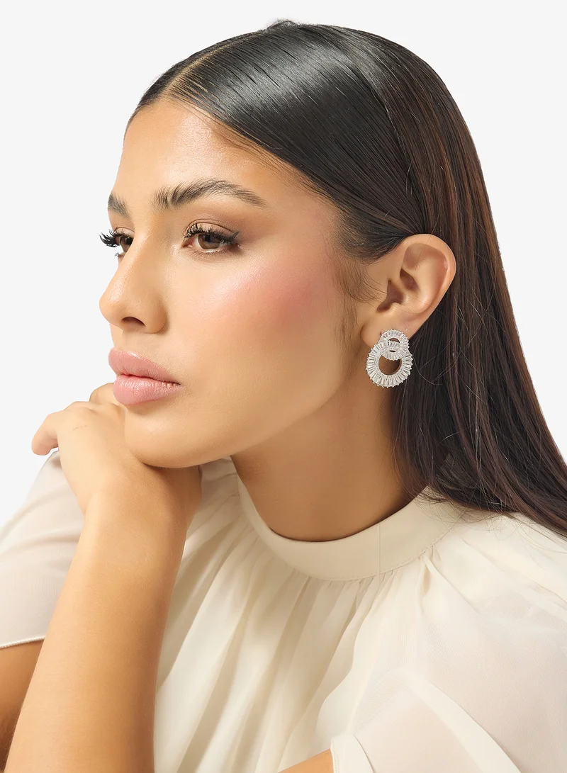 Khizana Silver Mirror Work Circle Earrings for Women | Best Price UAE