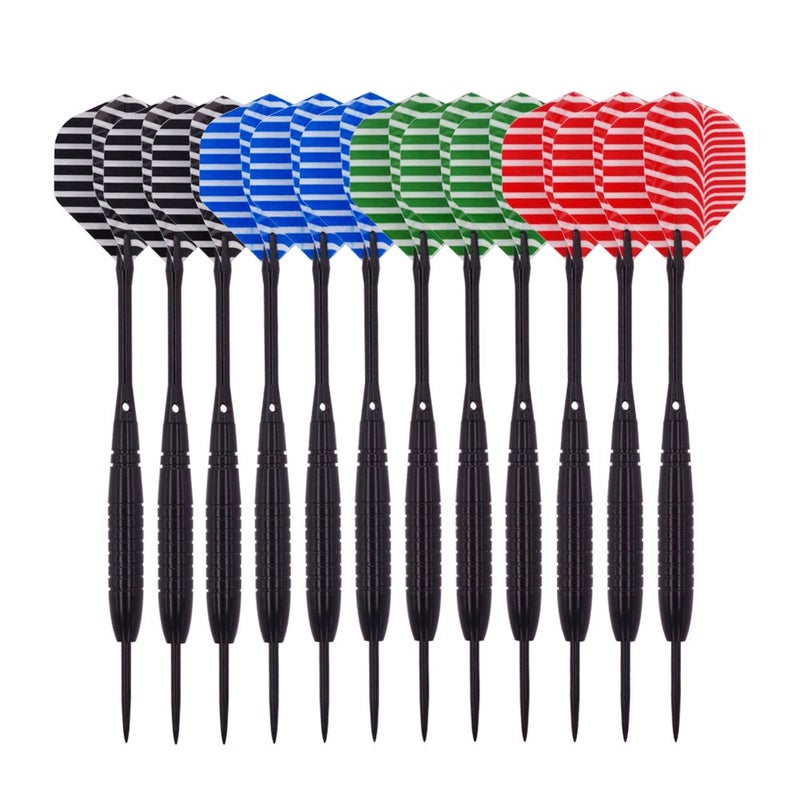 Wolftop 12 Pack Steel Tip Darts 23 Grams, Professional Darts Metal Tip Set with Aluminum Shafts, Standard Flights, Rubber O'Rings and Extra Dart Sharpener - Image 1