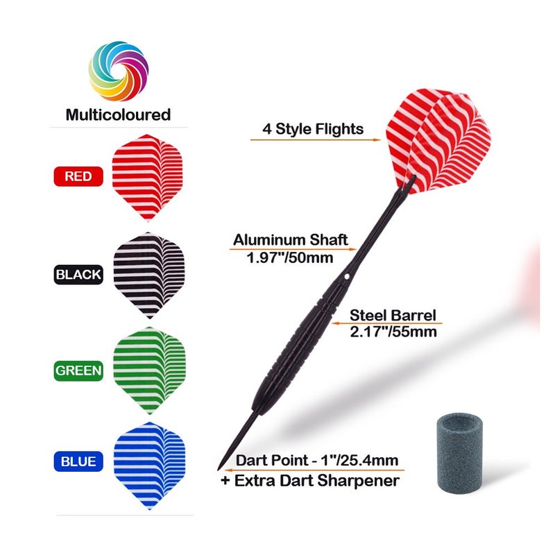 Wolftop 12 Pack Steel Tip Darts 23 Grams, Professional Darts Metal Tip Set with Aluminum Shafts, Standard Flights, Rubber O'Rings and Extra Dart Sharpener - Image 3