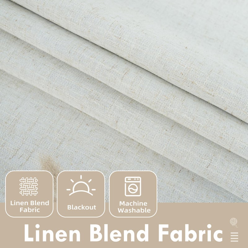 DriftAway Double Layer Linen Blackout Tie Up Curtains Thermal Insulated Fully Lined Balloon Roman Shade Bathroom Window Adjustable Rod Pocket for Small Window 39 Inch by 55 Inch Light Linen - Image 3
