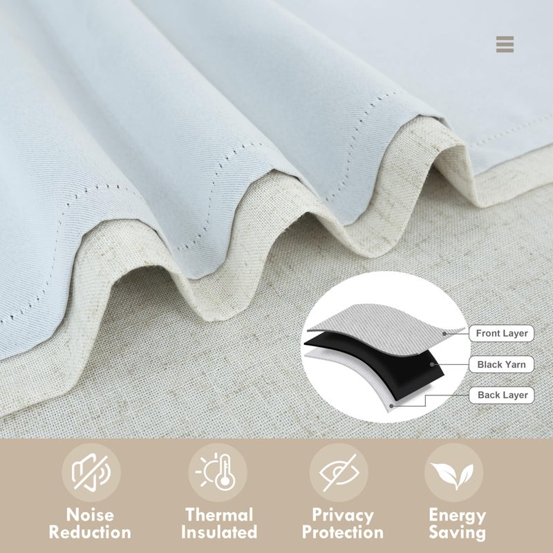DriftAway Double Layer Linen Blackout Tie Up Curtains Thermal Insulated Fully Lined Balloon Roman Shade Bathroom Window Adjustable Rod Pocket for Small Window 39 Inch by 55 Inch Light Linen - Image 5