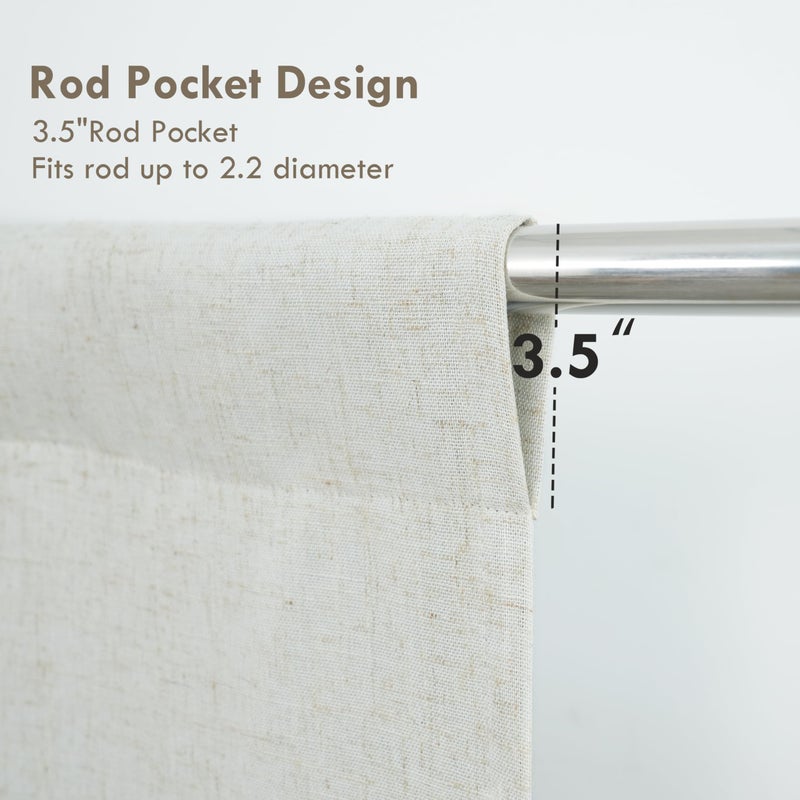DriftAway Double Layer Linen Blackout Tie Up Curtains Thermal Insulated Fully Lined Balloon Roman Shade Bathroom Window Adjustable Rod Pocket for Small Window 39 Inch by 55 Inch Light Linen - Image 4