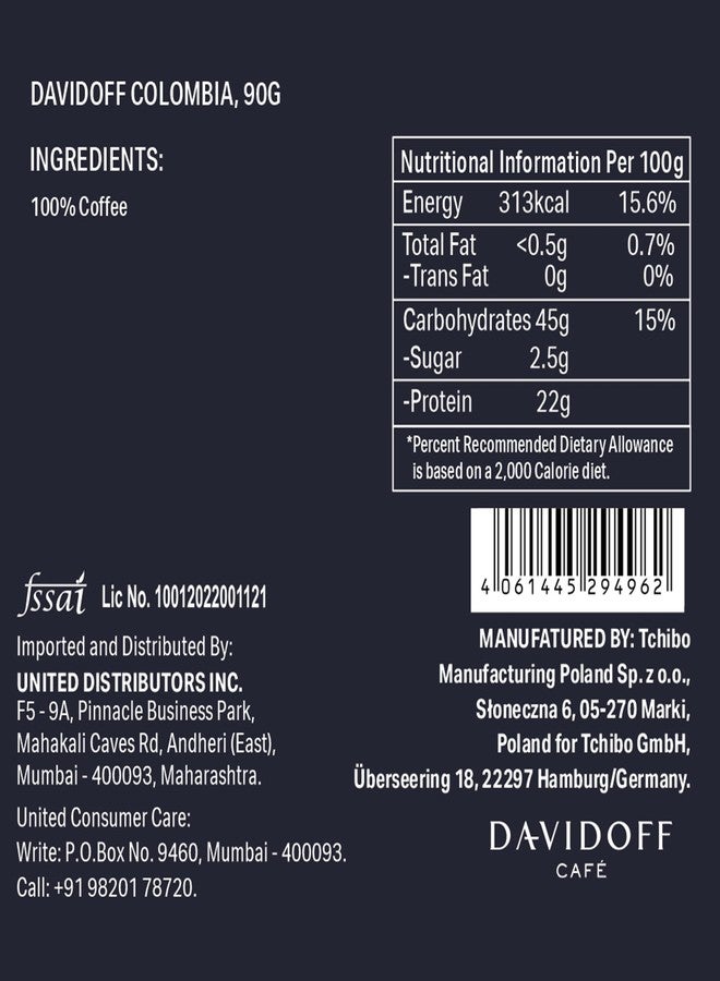 Davidoff Origins Colombia Flavour Instant Coffee, 11/12 Intensity - 100% Arabica - 3.53 Oz 90g, Granule, Glass Bottle - Image 3