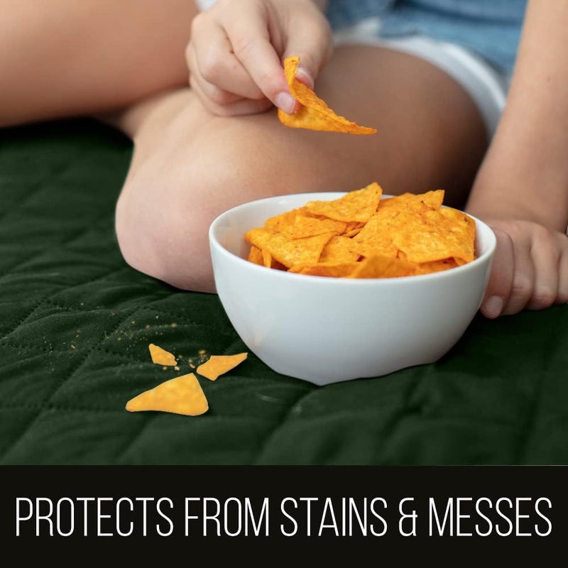 Sofa Shield Couch Slip Cover with Patented Strap, Cushion Protector, US Designed Reversible Stain and Dog Tear Resistant Slipcover, 88 inch Seat, Washable Covers for Dogs Pets Hunter Green Sage - Image 2