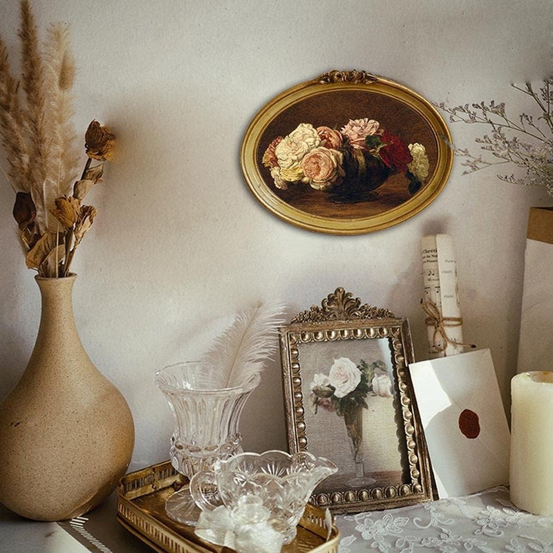 CISOO Vintage Oval Picture Frame 5x7 Antique Photo Frame Decorative Painting Table Top Display and Wall Hanging Home Decor, Ornate Photo Gallery Art, Bronze Gold - Image 5