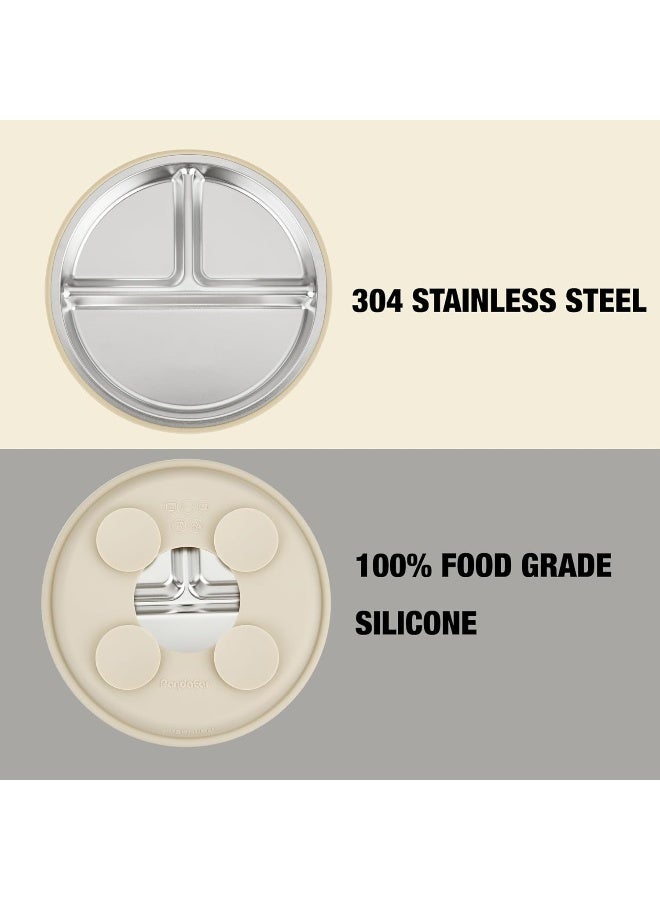PandaEar 2 Pack Stainless Steel Baby Suction Plates & 2 Pack Spoons and Forks Set - Image 3