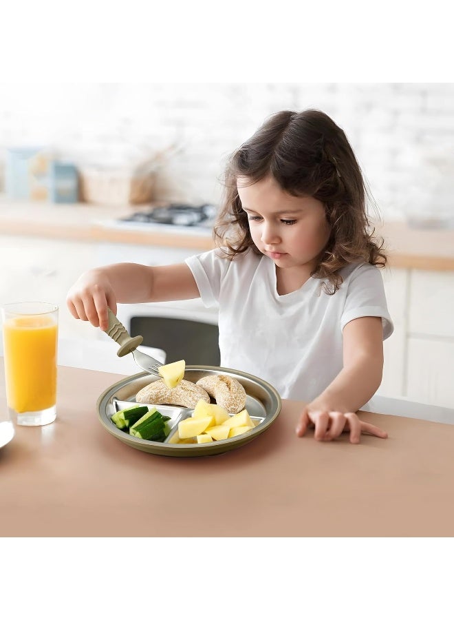 PandaEar 2 Pack Stainless Steel Baby Suction Plates & 2 Pack Spoons and Forks Set - Image 2