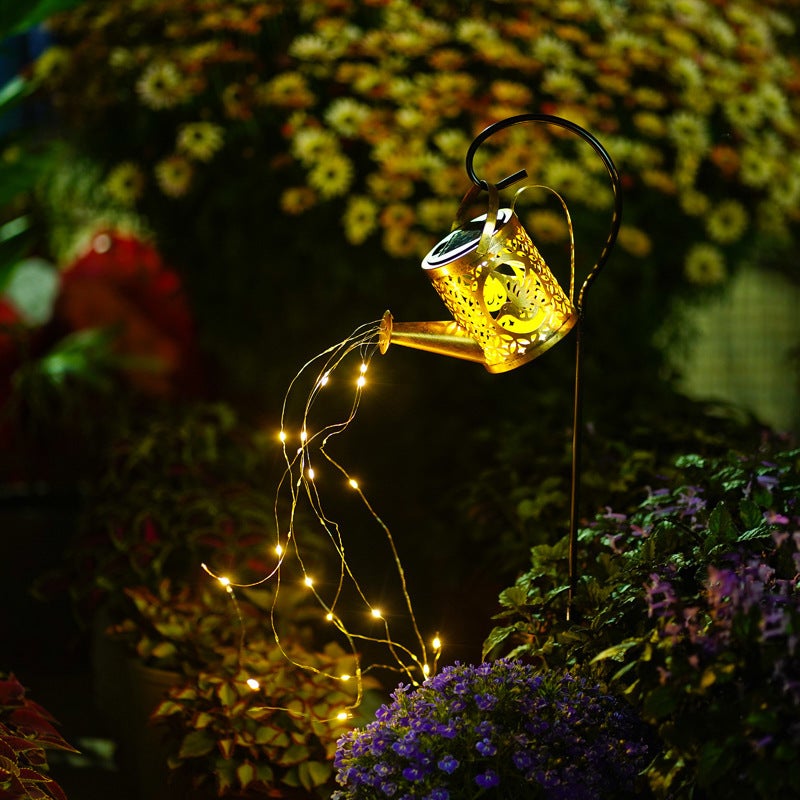 Solar Decorative Garden Ground Stake Light Iron Watering Can Lantern for Outdoor Landscape and Patio Ornament - Image 2