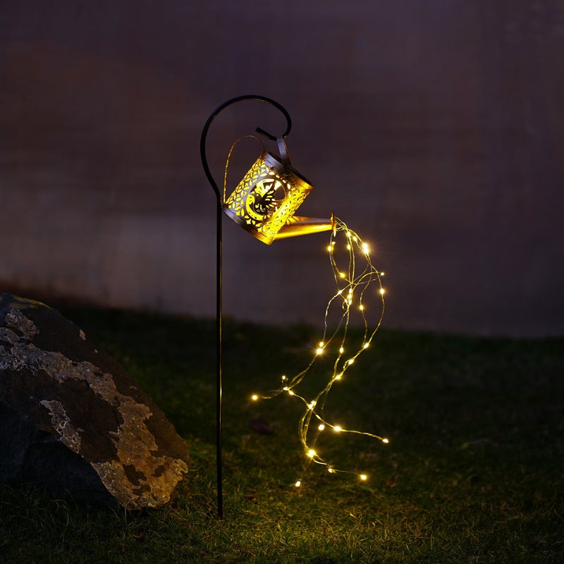 Solar Decorative Garden Ground Stake Light Iron Watering Can Lantern for Outdoor Landscape and Patio Ornament - Image 3