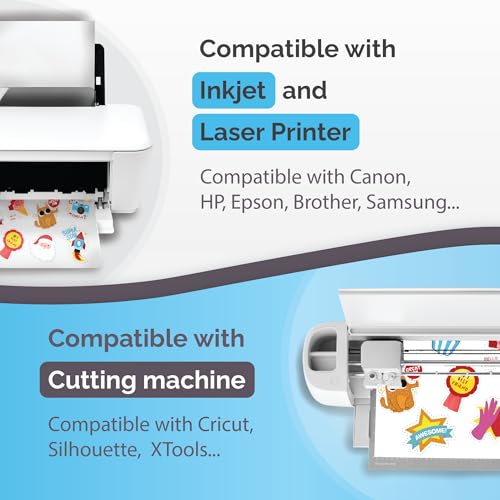 AgoDeo Premium Printable Vinyl Sticker Paper for Inkjet & Laser Printer - 32 Sheets Self-Adhesive Sheets Glossy White Waterproof, Dries Quickly Vivid Colors, Holds Ink well- Tear Resistant (Glossy) - Image 4