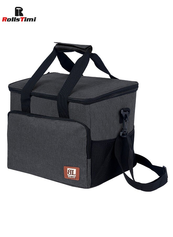 RollsTimi  - Waterproof Lunch Bag Outdoor Insulation Cooler Pack Picnic Large Capacity Take away Boxes,Black - Image 1