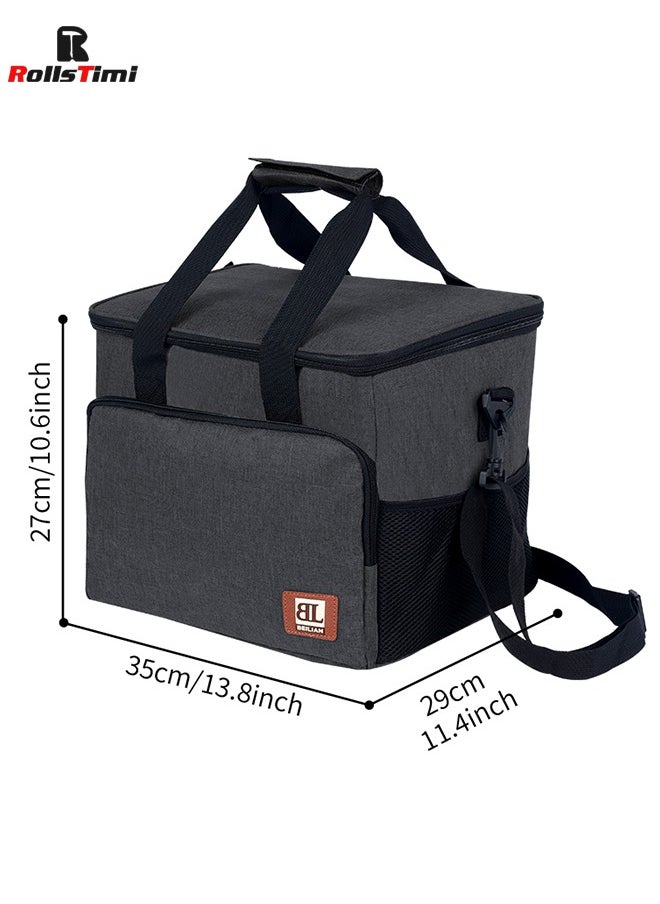 RollsTimi  - Waterproof Lunch Bag Outdoor Insulation Cooler Pack Picnic Large Capacity Take away Boxes,Black - Image 1