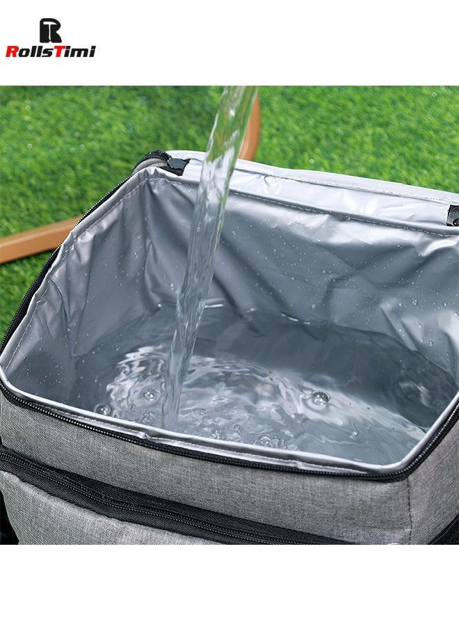 RollsTimi  - Waterproof Lunch Bag Outdoor Insulation Cooler Pack Picnic Large Capacity Take away Boxes,Black - Image 1