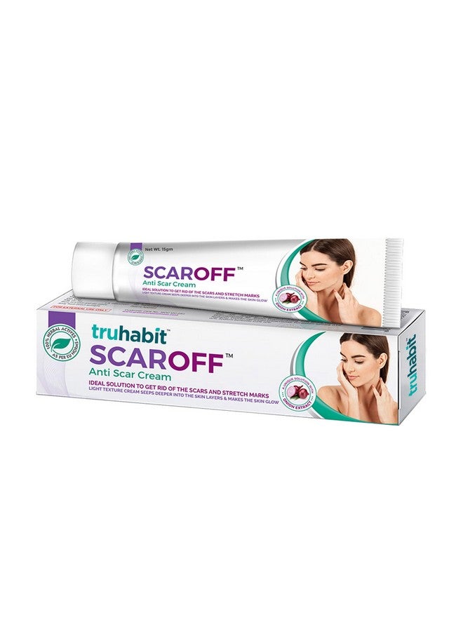 TruHabit Scaroff Herbal Scar Removal Cream For Pimple Marks, Dark Spots, Blemishes & Stretch Marks With 3% Onion, Paraben & Edta Free, German Science Meets Ayurveda - 15G - Image 1