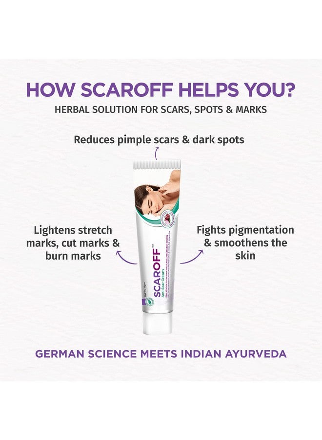 TruHabit Scaroff Herbal Scar Removal Cream For Pimple Marks, Dark Spots, Blemishes & Stretch Marks With 3% Onion, Paraben & Edta Free, German Science Meets Ayurveda - 15G - Image 2