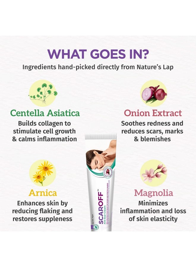 TruHabit Scaroff Herbal Scar Removal Cream For Pimple Marks, Dark Spots, Blemishes & Stretch Marks With 3% Onion, Paraben & Edta Free, German Science Meets Ayurveda - 15G - Image 3