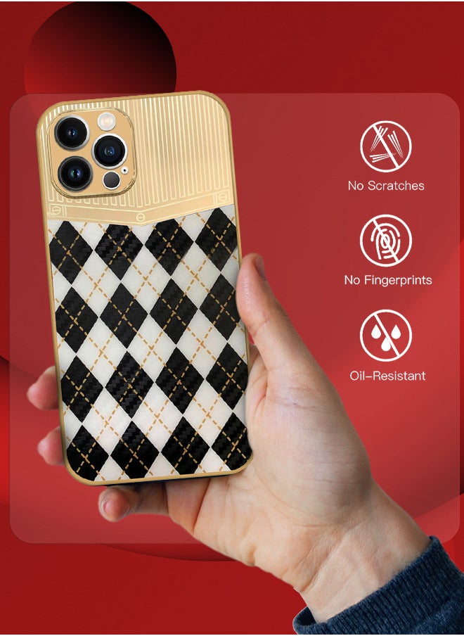 CATANES - iPhone 12 Pro Max Luxury Gold Plated Case Hybrid Electroplated Frame Back Cover with Carbon Fiber Pattern - Image 1