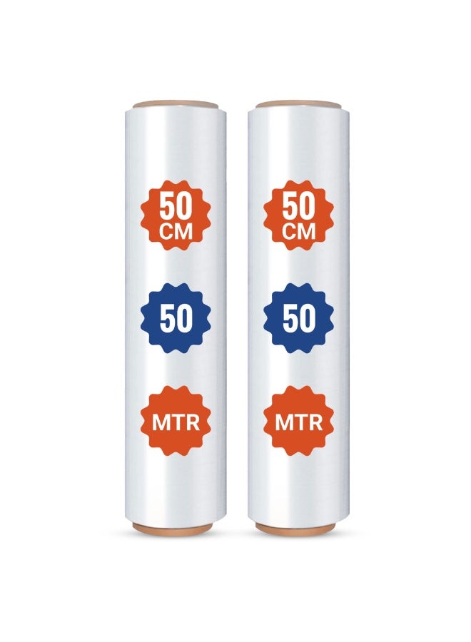 Duravel Stretch Film, Shrink Wrap for Pallet Wrap, Industrial Strength Stretch Wrap, Moving Wrapping Plastic Roll Industrial Packaging, (50 METER-2ROLL) - Image 1