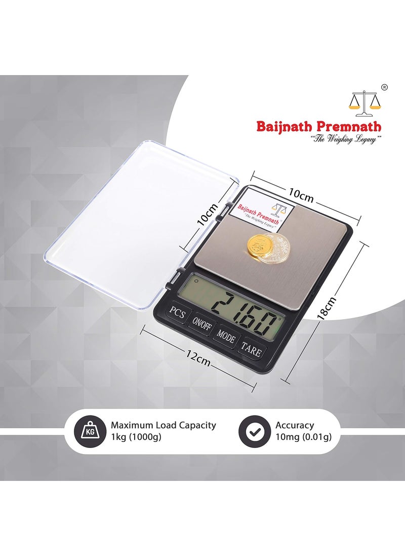 Baijnath Premnath Baijnath Premnath iScale 1kg 1000gram x 001g 10mg Portable Measurement device Gold Silver ornaments Weight Measuring machine for homes and professionals Not legal for commercial use  - Image 2