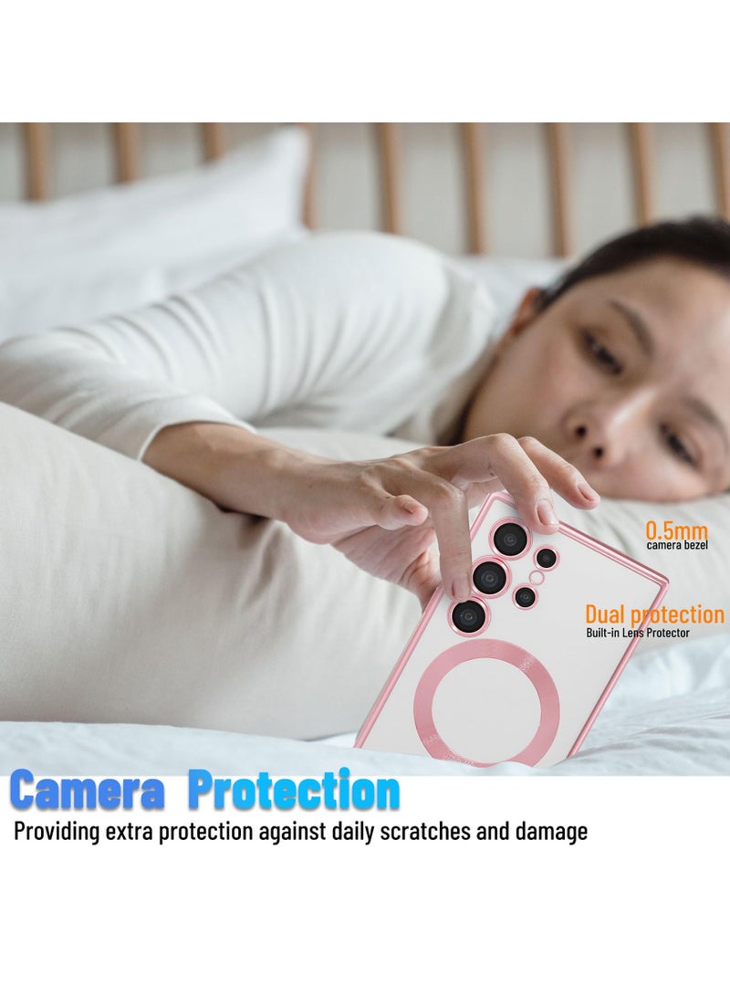 MUDISO Galaxy S24 Ultra Magnetic Case Compatible with Magsafe Support Wireless Charging Camera Protection Shiny Plating Anti Scratch Slim Thin Protective Case Cover for Samsung Galaxy S24 Ultra - Image 4