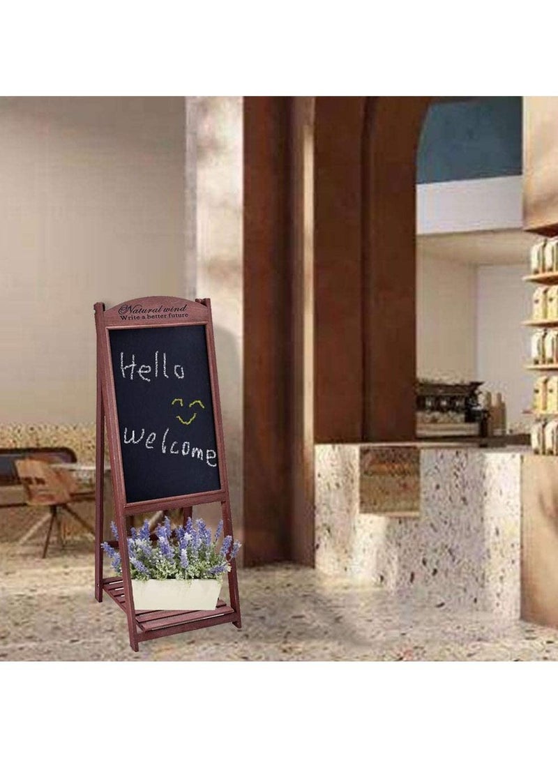 LINGWEI Wooden Hand Writing Black Board Drawing Board with Flower Pot Holder - Image 2