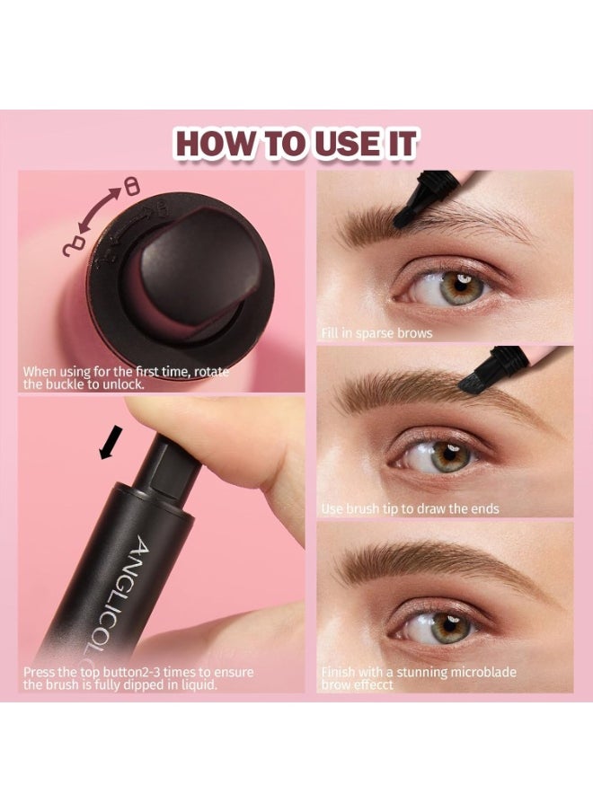 Anglicolor Upgraded Liquid Microblading Eyebrow Pen,Teardrop Angled Micro Eyebrow Brush To Microblading Eyebrow,Hair-Like Strokes,Natural Easy To Color Long Lasting Quick Drying (#04Chocolate)  - Image 3
