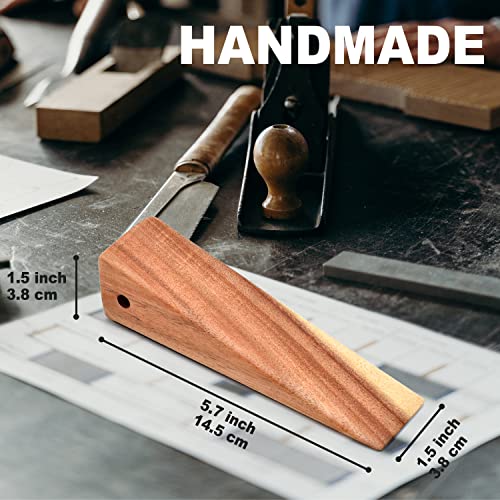 GinSent Wooden Door Stoppers, Acacia Wood Wedges for Bottom of Door, Large Non-Skid Rubber Base, Heavy Duty Stops Suit Most Floors (2 Pack) - Image 2