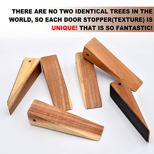 GinSent Wooden Door Stoppers, Acacia Wood Wedges for Bottom of Door, Large Non-Skid Rubber Base, Heavy Duty Stops Suit Most Floors (2 Pack) - Image 5