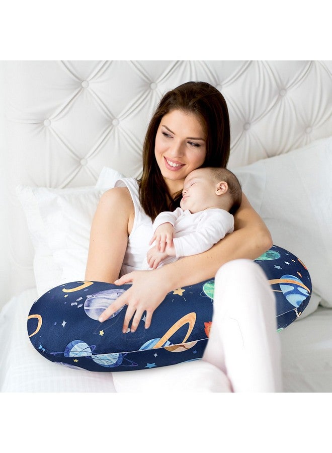 Pea Pod Nursing Pillow Cover 2 Pack Soft & Adorable Slipcovers for Breastfeeding Pillows, Comfortable Stretchy Feeding Pillow Covers for Baby Girls Boys Newborn, Removeable Pillow Case (Outer Space) - Image 5