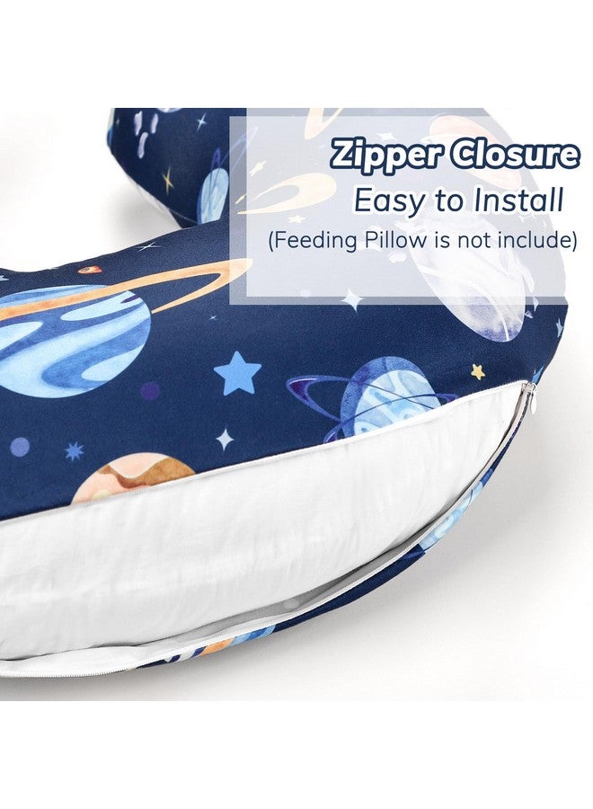 Pea Pod Nursing Pillow Cover 2 Pack Soft & Adorable Slipcovers for Breastfeeding Pillows, Comfortable Stretchy Feeding Pillow Covers for Baby Girls Boys Newborn, Removeable Pillow Case (Outer Space) - Image 3
