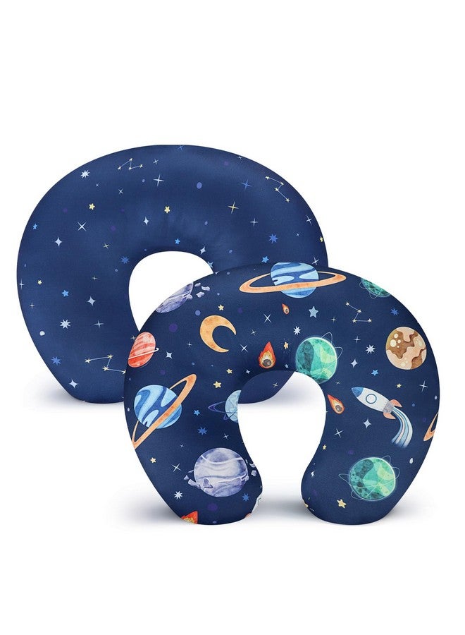 Pea Pod Nursing Pillow Cover 2 Pack Soft & Adorable Slipcovers for Breastfeeding Pillows, Comfortable Stretchy Feeding Pillow Covers for Baby Girls Boys Newborn, Removeable Pillow Case (Outer Space) - Image 1