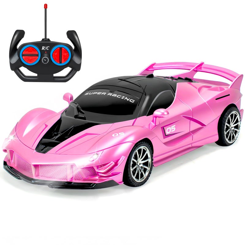 Bloolilies Remote Control Car for Girls 118 Scale Hobby Rc Cars Toys for Kids Toddlers Age 3 4 5 6 7 812 Year Old Model Sports Racing Car with Headlights Birthday Gift Pink - Image 2