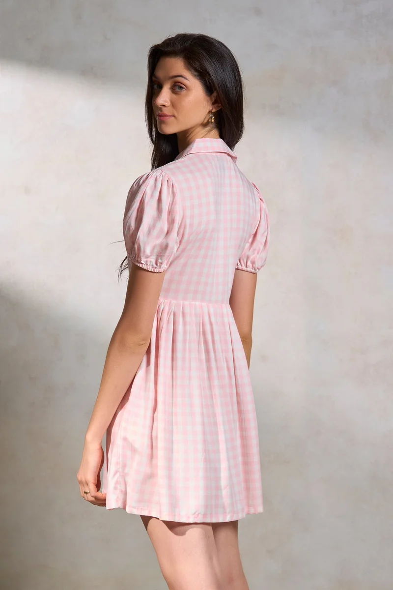 فيرجيو Viscose Checkered Daywear A-Line Dresses for Women