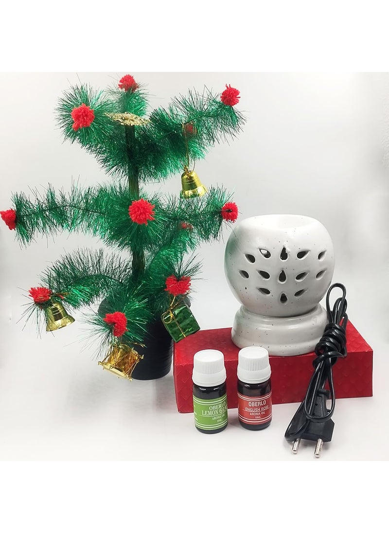 Oberlo Oberlo Ceramic Home dcor White Aroma Diffuser with Rose Leomgrass Aroma Oil Burner for Home Office Aromatherapy 20 lm  - Image 2
