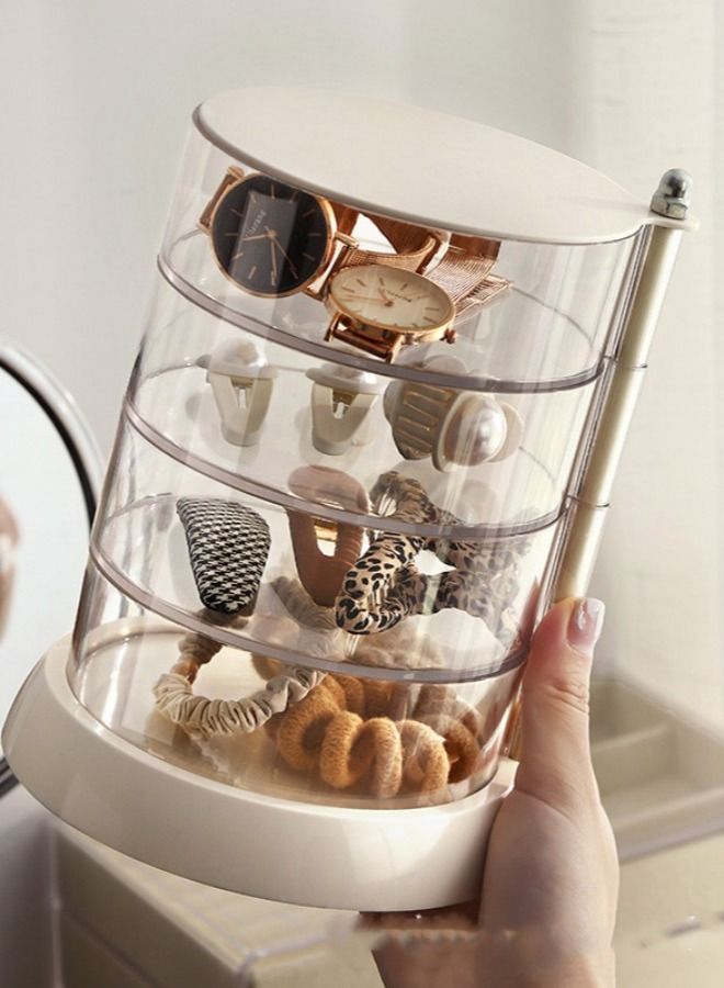 DUNISO 4-Tier Clear Plastic Jewelry Storage Box, Stackable Hair Accessories Organizer for Girl's Hair Ties, Clips, Bows，Watches - Image 2