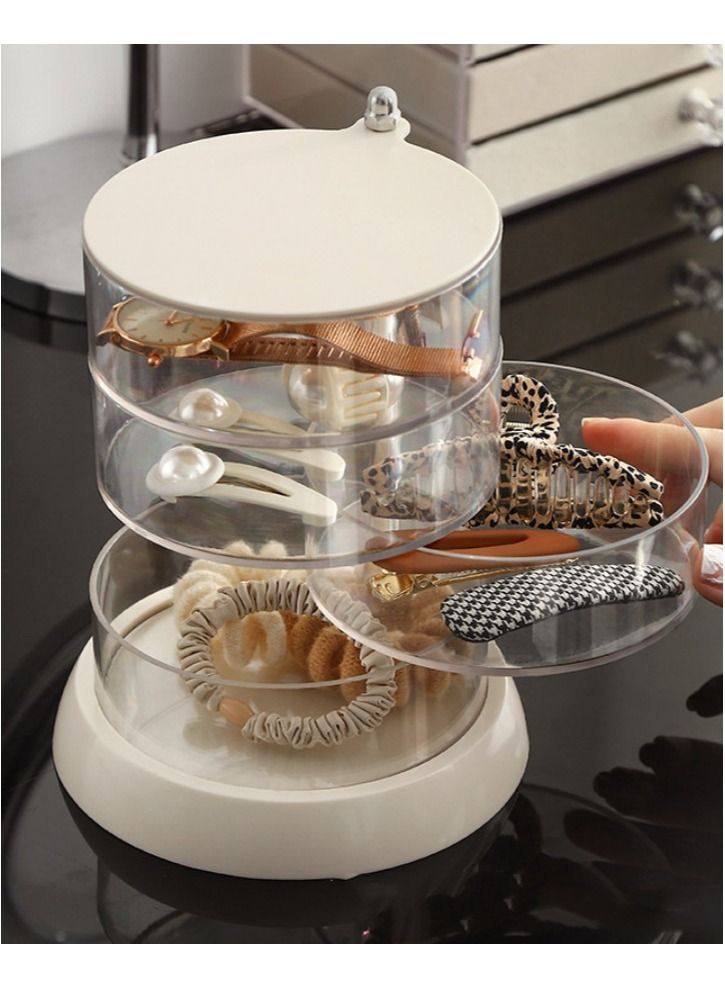 DUNISO 4-Tier Clear Plastic Jewelry Storage Box, Stackable Hair Accessories Organizer for Girl's Hair Ties, Clips, Bows，Watches - Image 3