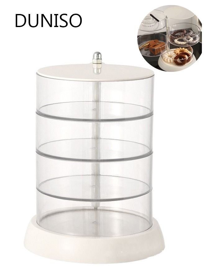 DUNISO 4-Tier Clear Plastic Jewelry Storage Box, Stackable Hair Accessories Organizer for Girl's Hair Ties, Clips, Bows，Watches - Image 4