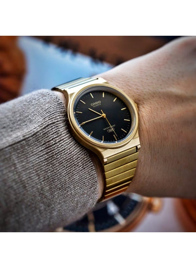 Casio MQ-24GA-1A Gold Tone Stainless Steel Watch with Black Dial - Image 3
